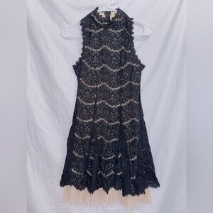 Trixxi Black Sleeveless Nude Underlay Lace Mini Dress size 1